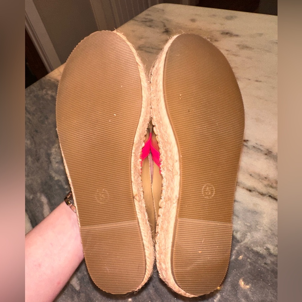 Gold and Pink Espadrille Flats — Women's Slip-On Espadrilles - Picture 7 of 9